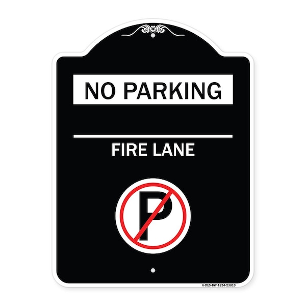 Signmission No Parking Fire Lane W/ No Parking Heavy-Gauge Aluminum Architectural Sign, 24" x 18", BW-1824-23810 A-DES-BW-1824-23810 - main